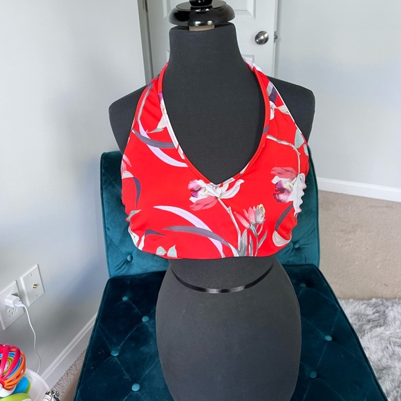 Athleta Waimea Plunge Bikini Top Women's Size L Swimsuit Floral Padded - Picture 5 of 7